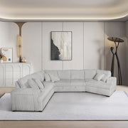 Milton 8242 Light Silver Right Hand Facing Cuddler Sectional w/ Pull Out & Storage