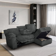 Milton 8285 Dark Gray Corduroy RHF Power Recliner Sectional Sofa & Storage Chaise