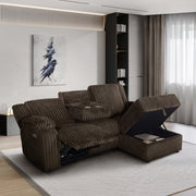 Milton 8287 Chocolate Corduroy RHF Power Recliner Sectional Sofa & Storage Chaise
