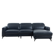 Milton 8290 Midnight Blue RHF Leather Sofa Chaise w/ LHF Reclining Seat