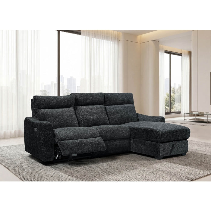 Milton 8293 Black Right Hand Facing Reclining Sofa Storage Chaise