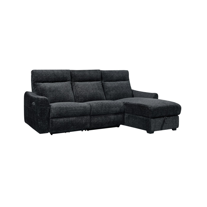 Milton 8293 Black Right Hand Facing Reclining Sofa Storage Chaise