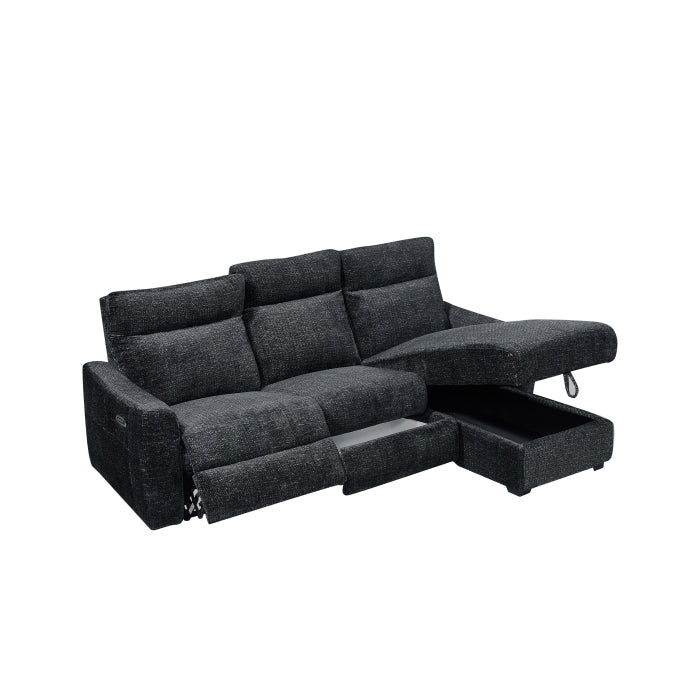 Milton 8293 Black Right Hand Facing Reclining Sofa Storage Chaise