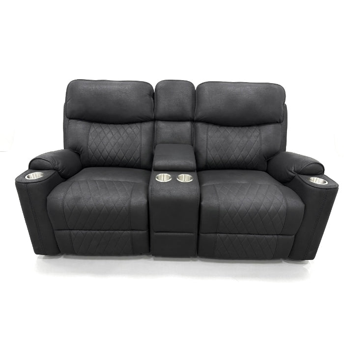 Milton 8305-LOVE Black High Performance Manual Rocking Loveseat w/ Console