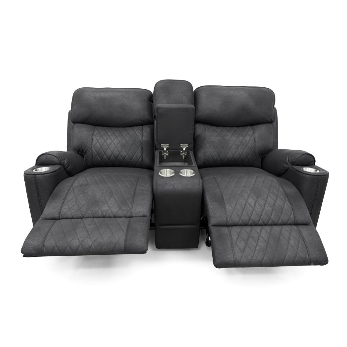 Milton 8305-LOVE Black High Performance Manual Rocking Loveseat w/ Console