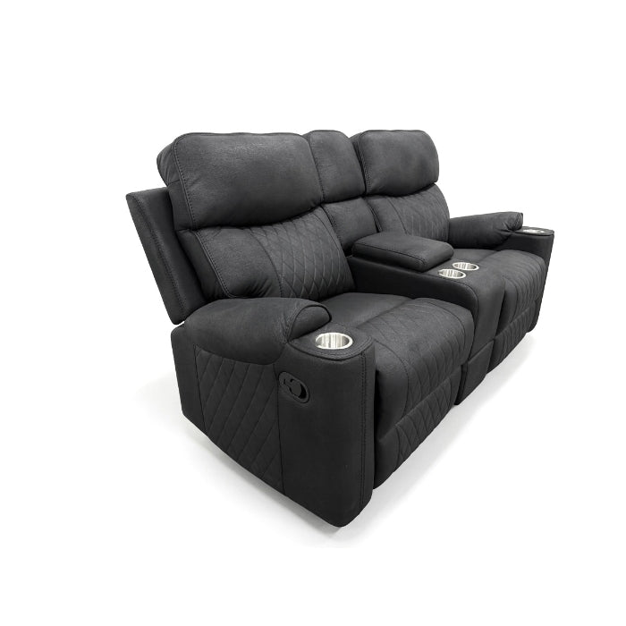 Milton 8305-LOVE Black High Performance Manual Rocking Loveseat w/ Console