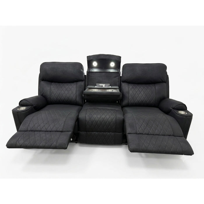 Milton 8305-SOFA Black High Performance Manual Rocking Sofa w/ Drop Down Tray