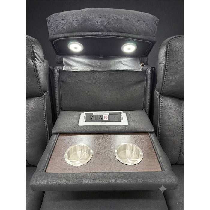 Milton 8305-SOFA Black High Performance Manual Rocking Sofa w/ Drop Down Tray
