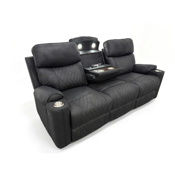 Milton 8305-SOFA Black High Performance Manual Rocking Sofa w/ Drop Down Tray
