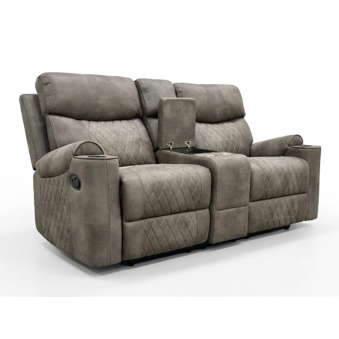 Milton 8306-LOVE Gray High Performance Manual Rocking Loveseat w/ Console