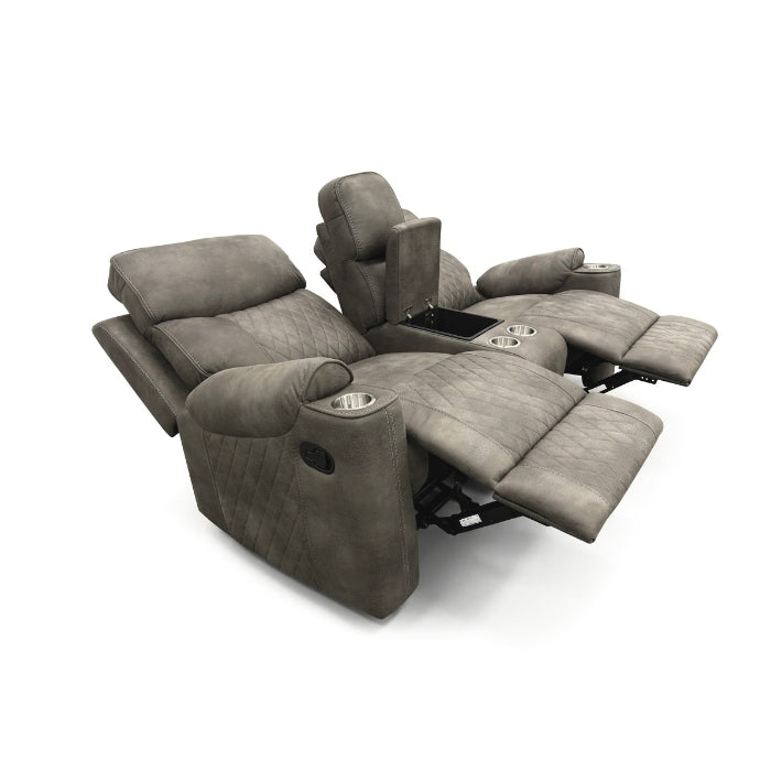 Milton 8306-LOVE Gray High Performance Manual Rocking Loveseat w/ Console