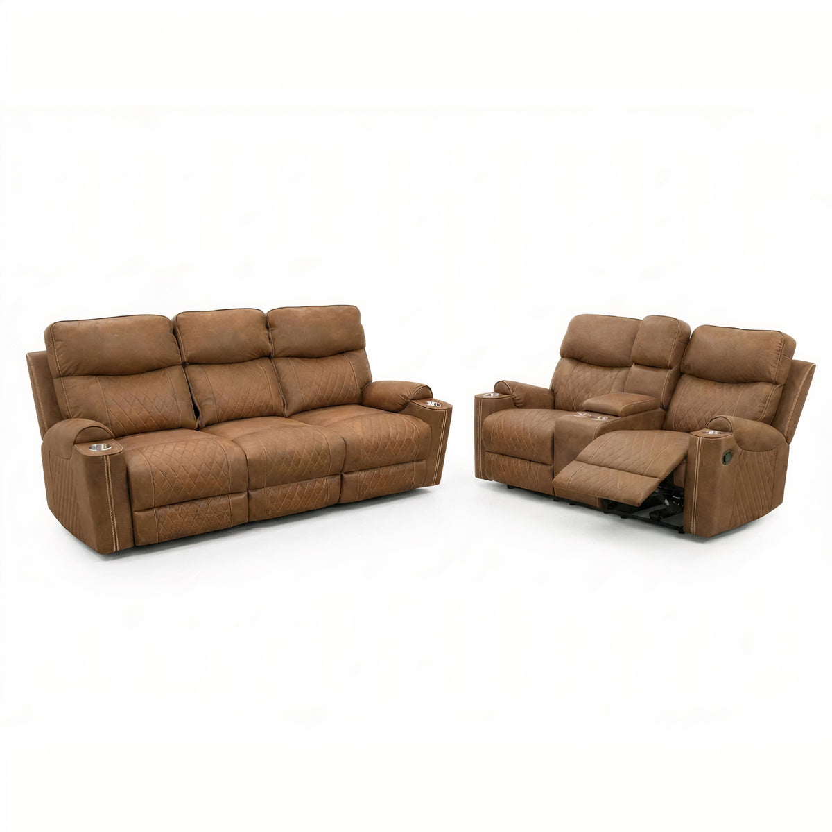 Milton 8307 Brown High Perfomance Manual Rocking Sofa Love Set