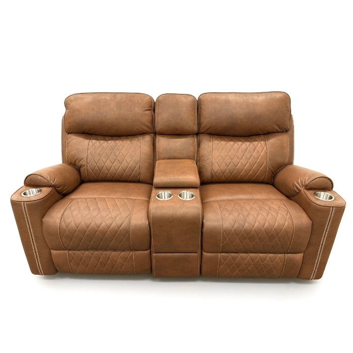 Milton 8307-LOVE Brown High Performance Manual Rocking Loveseat w/ Console