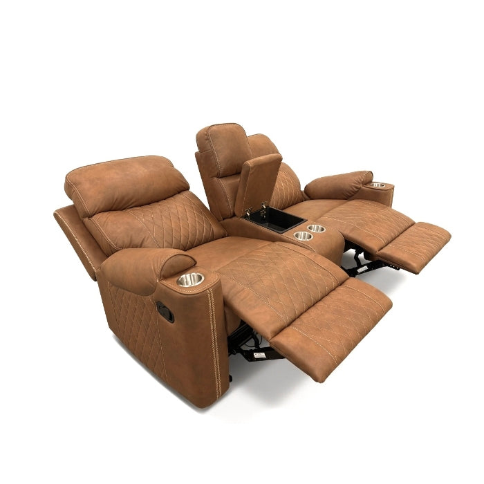 Milton 8307-LOVE Brown High Performance Manual Rocking Loveseat w/ Console