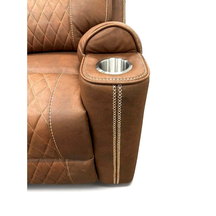Milton 8307-RECL Brown High Performance Manual Rocking Recliner w/ Cup Holders