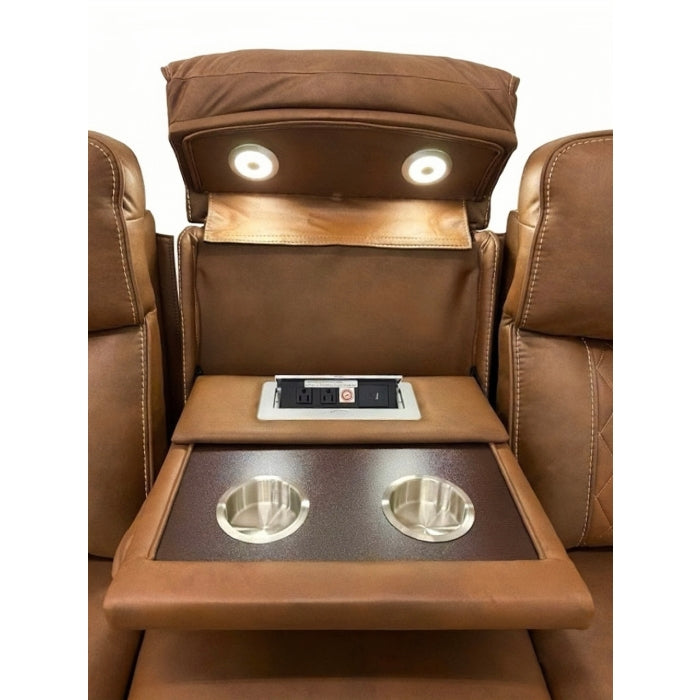 Milton 8307-SOFA Brown High Performance Manual Rocking Sofa w/ Drop Down Tray