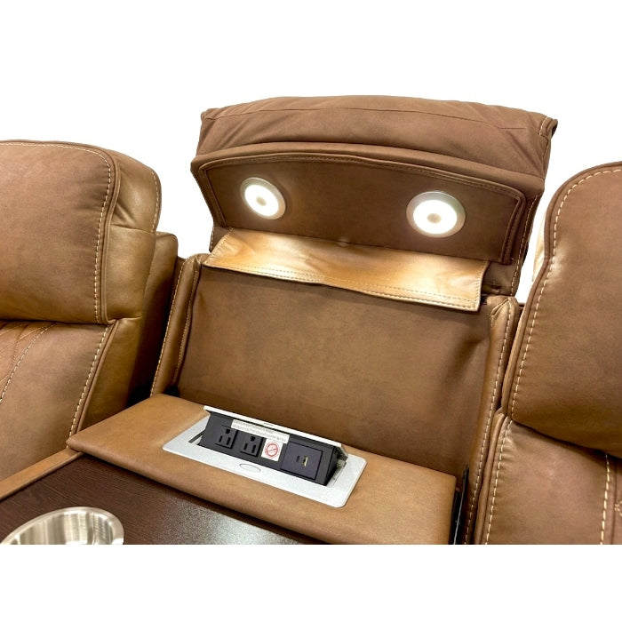 Milton 8307-SOFA Brown High Performance Manual Rocking Sofa w/ Drop Down Tray