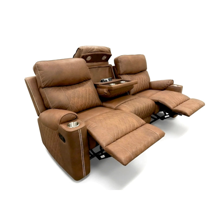 Milton 8307-SOFA Brown High Performance Manual Rocking Sofa w/ Drop Down Tray