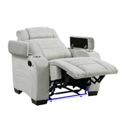 Homelegance 8455GRY-1 Ronan Reclining Chair w/ Storage & LED