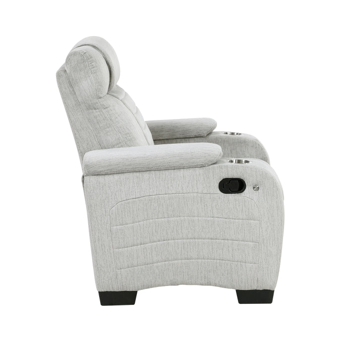Homelegance 8455GRY-1 Ronan Reclining Chair w/ Storage & LED