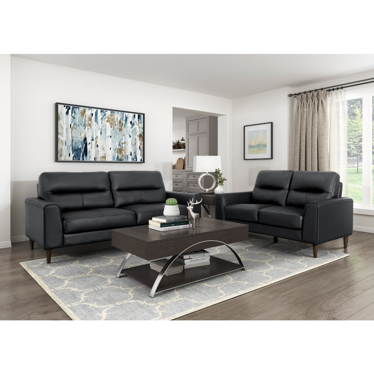 Homelegance 8566BLK-3 Lewes Black Leather Sofa