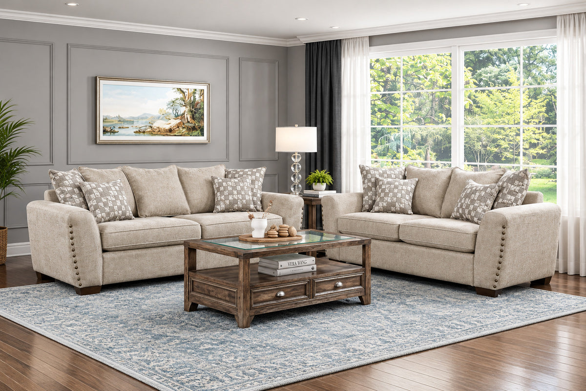Homelegance 8579SS 2/3 Silverthorne Sesame Sofa Loveseat Set