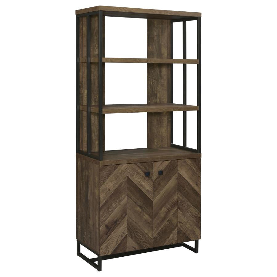 Coaster 882093 Millbrook Rustic Oak 71-inch 2-door Storage Bookshelf