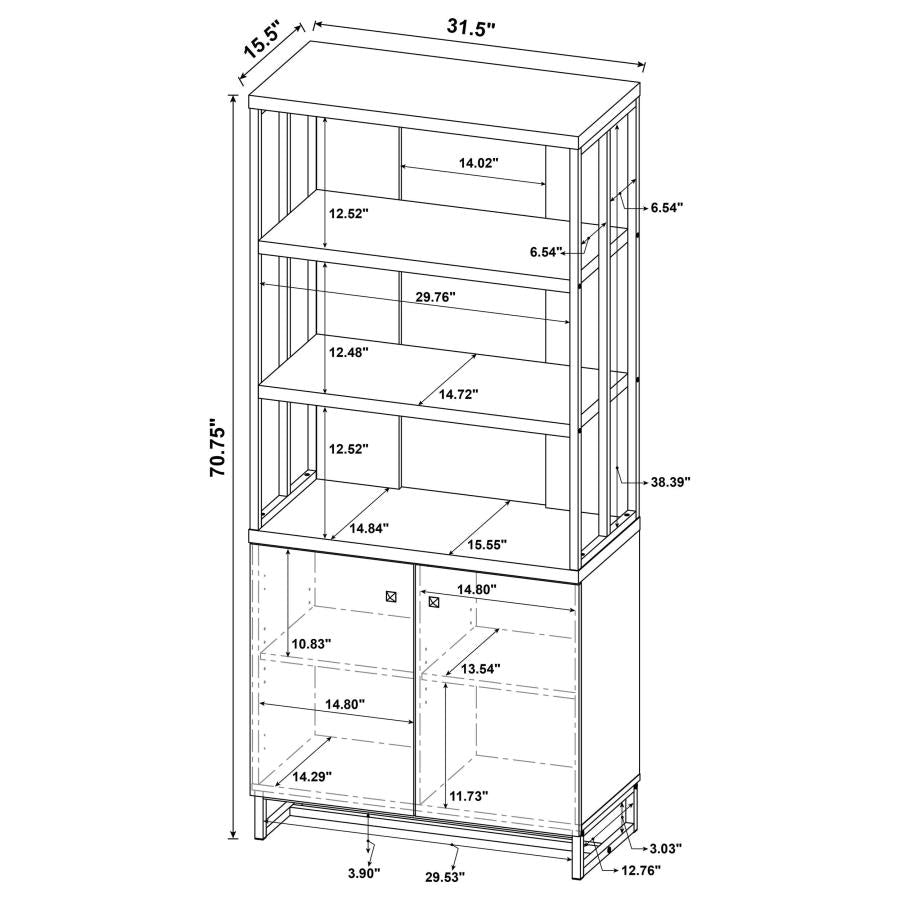 Coaster 882093 Millbrook Rustic Oak 71-inch 2-door Storage Bookshelf