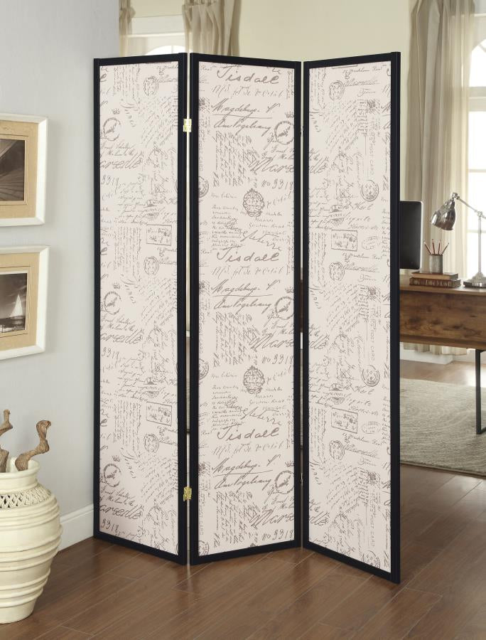Coaster 900074 Felice French Script 3-Panel Room Divider Folding Screen