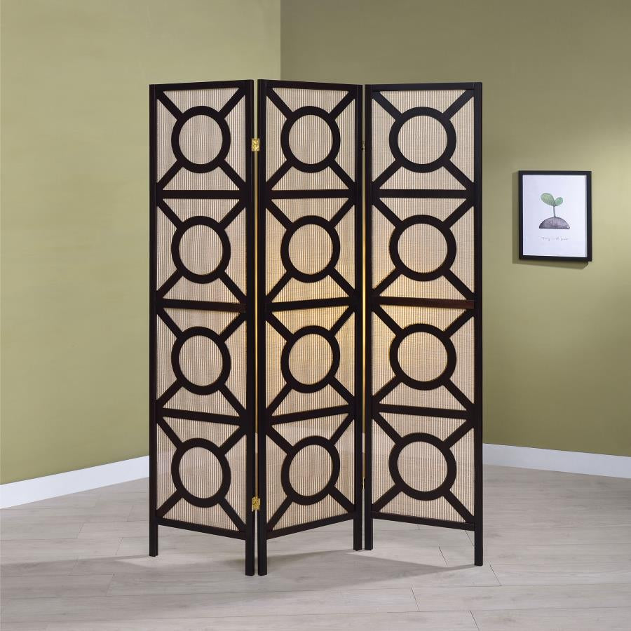 Coaster 900090 Vulcan Cappuccino 3 Panel Room Divider Folding Shoji Screen