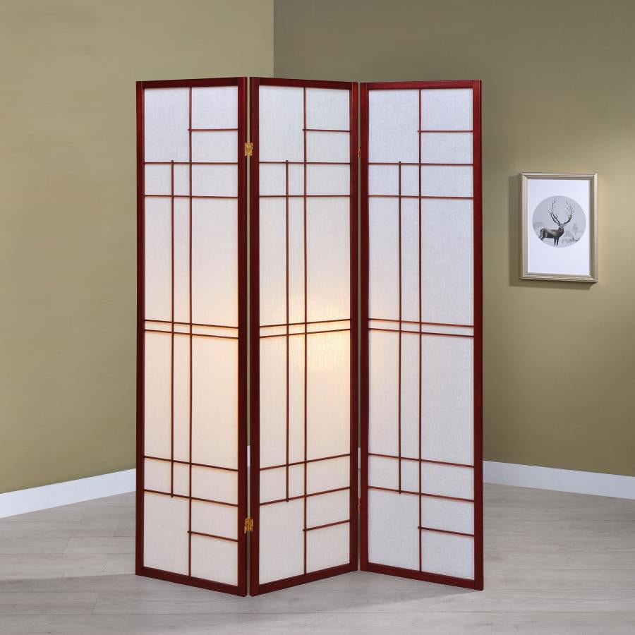 Coaster 900110 Katerina Cherry 3-Panel Room Divider Folding Shoji Screen