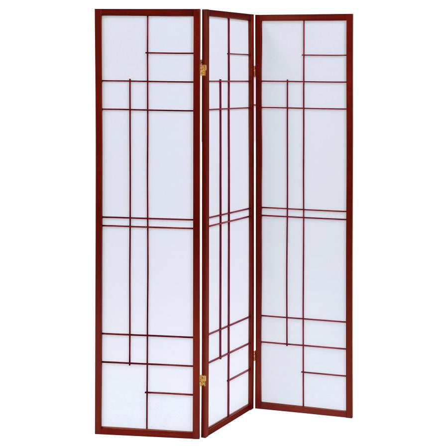 Coaster 900110 Katerina Cherry 3-Panel Room Divider Folding Shoji Screen