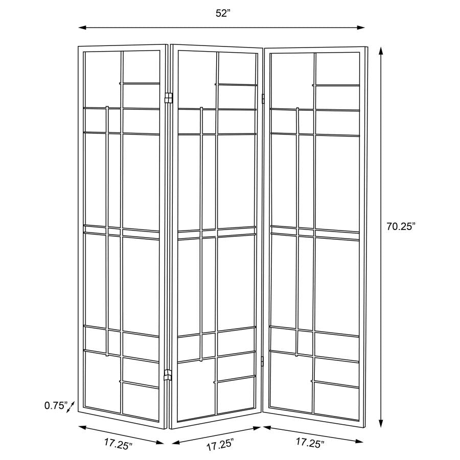 Coaster 900110 Katerina Cherry 3-Panel Room Divider Folding Shoji Screen