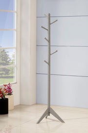Coaster 900632 Devlin 6 Hook Freestanding Wood Coat Rack Hat Hanger Grey