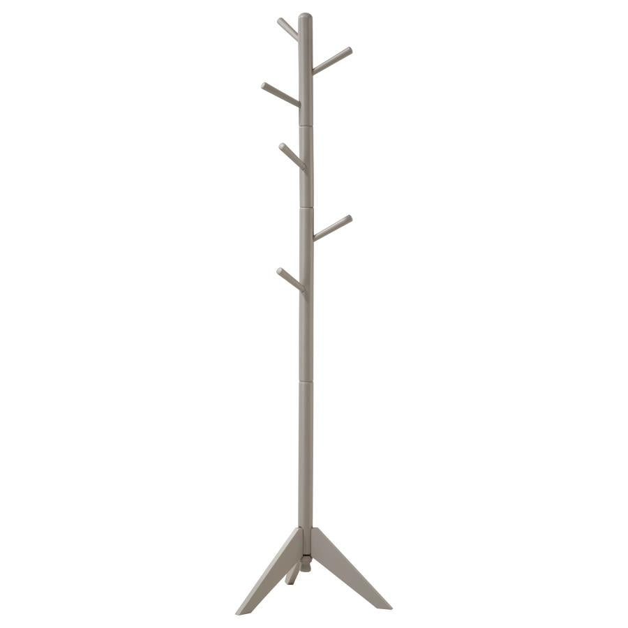 Coaster 900632 Devlin 6 Hook Freestanding Wood Coat Rack Hat Hanger Grey