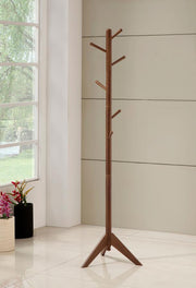 Coaster 900633 Devlin 6 Hook Freestanding Wood Coat Rack Hat Hanger Walnut