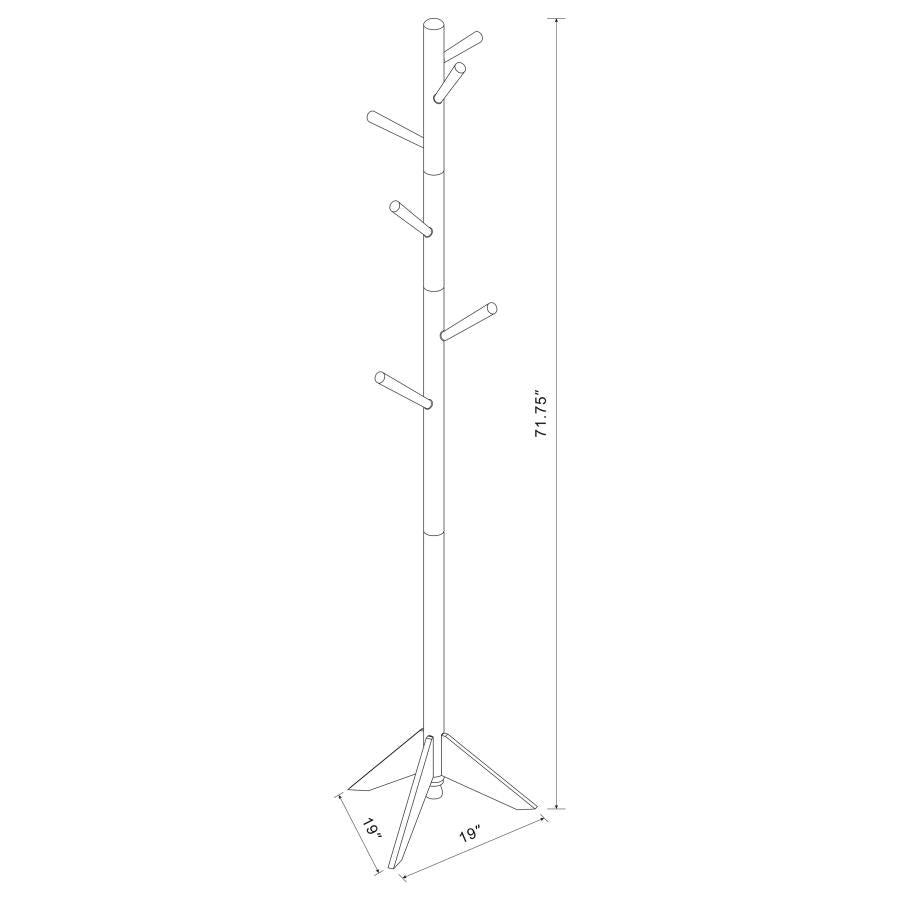 Coaster 900633 Devlin 6 Hook Freestanding Wood Coat Rack Hat Hanger Walnut
