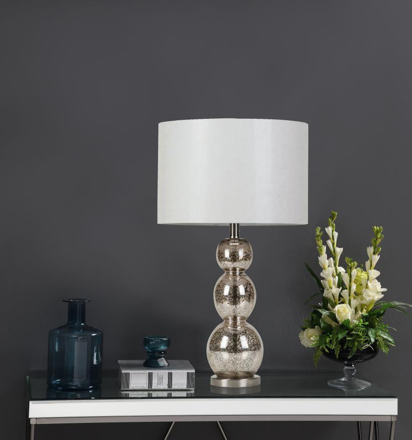 Coaster 901185 Mineta Antique Silver 27-inch Drum Shade Stacked Table Lamp