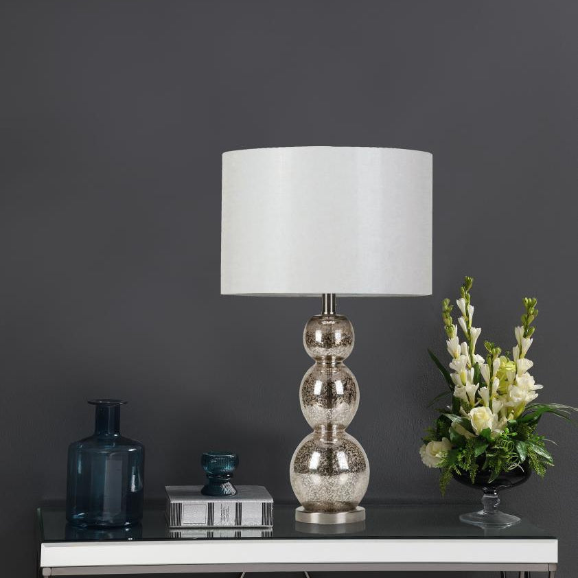 Coaster 901185 Mineta Antique Silver 27-inch Drum Shade Stacked Table Lamp