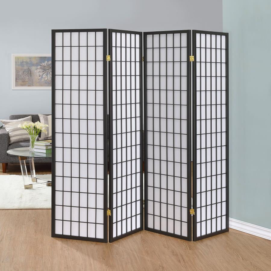 Coaster 902631 Roberto Dark Grey 4-Panel Room Divider Folding Shoji Screen