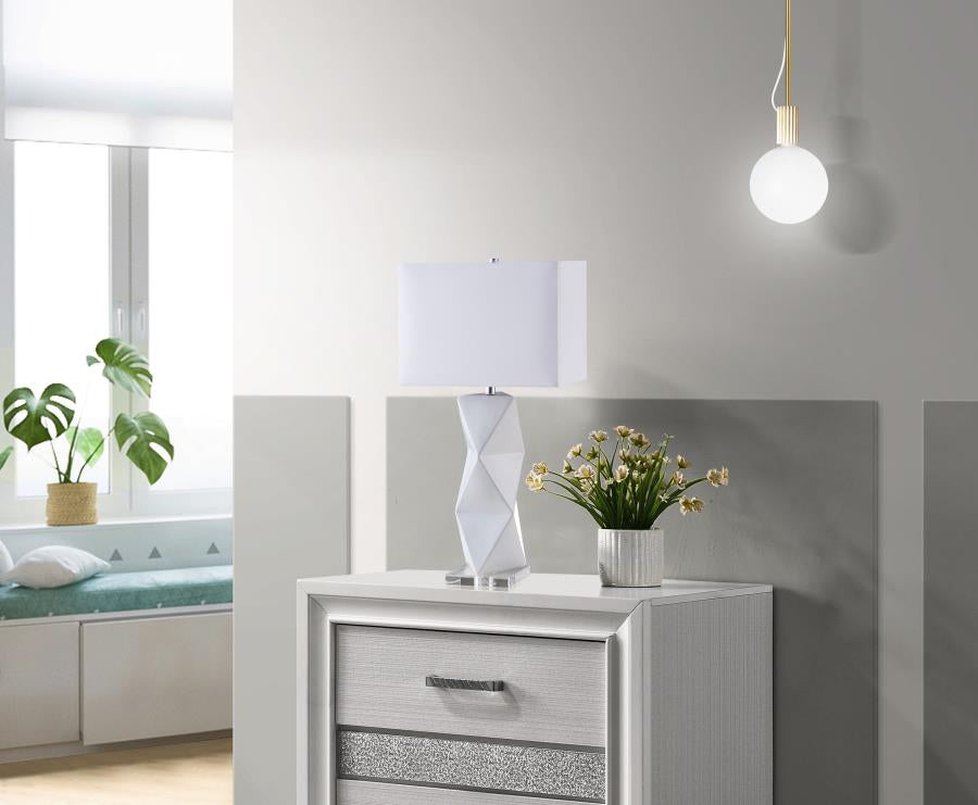 Coaster 902937 Camie White 32-inch Rectangular Shade Geometric Table Lamp