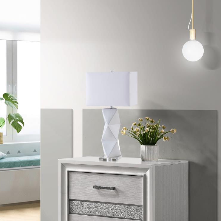 Coaster 902937 Camie White 32-inch Rectangular Shade Geometric Table Lamp