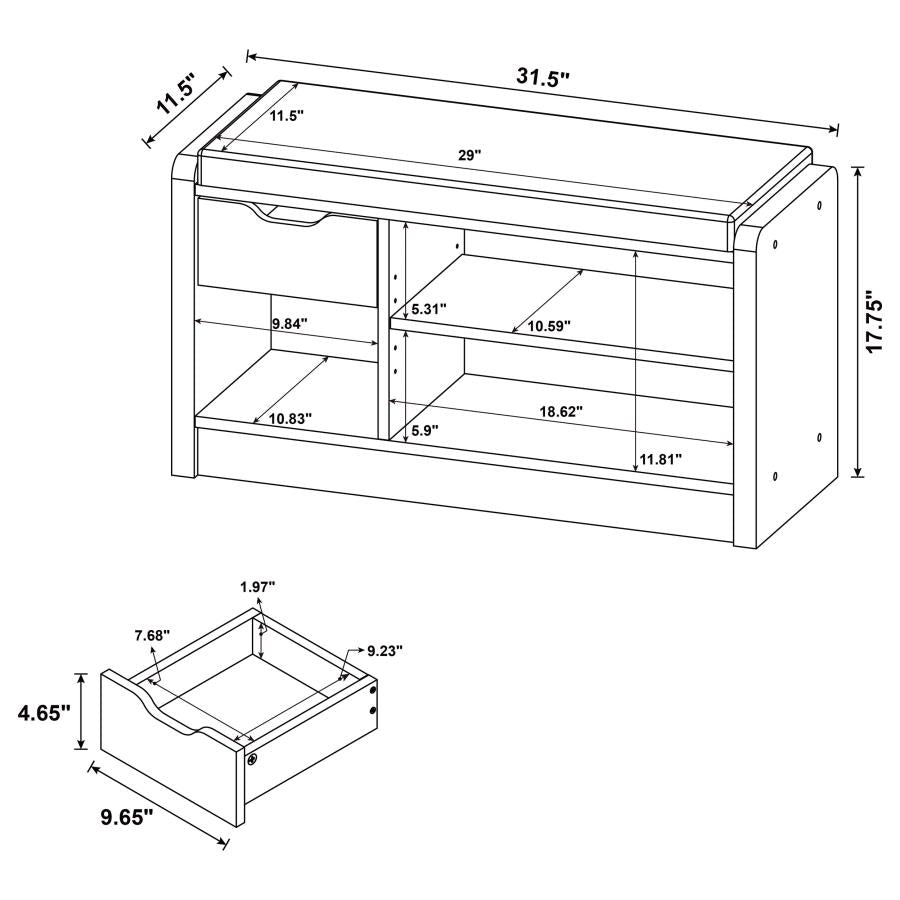 Coaster 910321 Arrington Smoked Oak Storage Bench