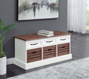 Coaster 911196 Alma 3-drawer Storage Bench / Shoe Rack Weathered Brown and White