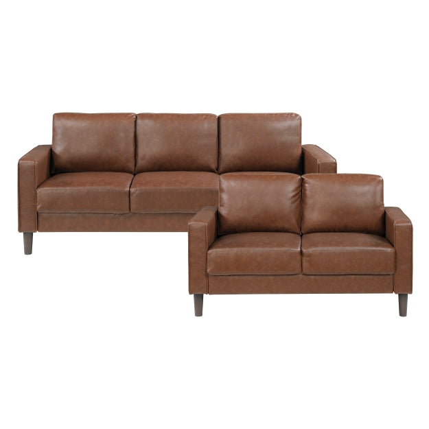 Homelegance 9203CHC-3 / 2 Malcolm Chocolate Faux Leather Sofa Loveseat Set