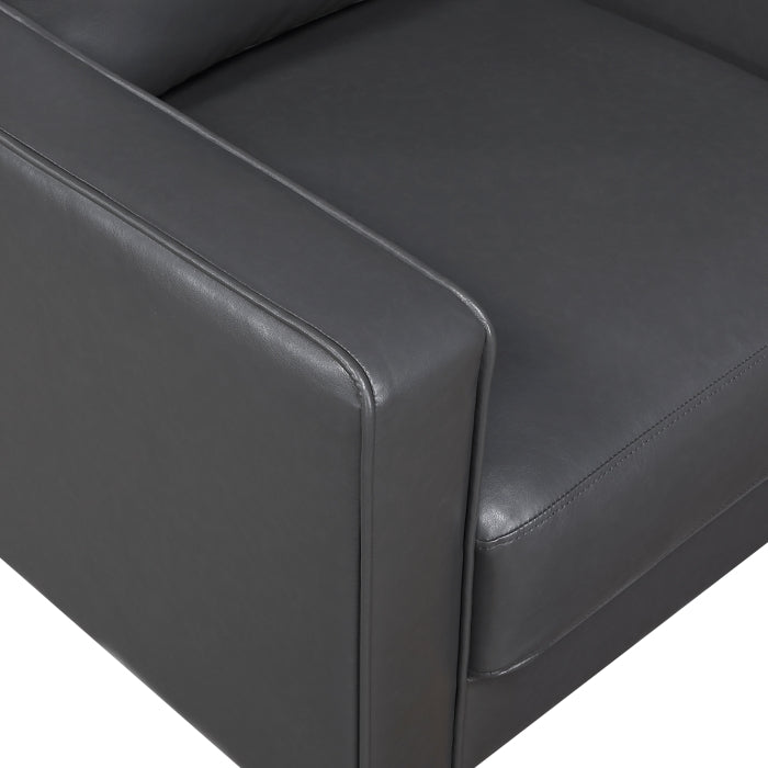 Homelegance 9203DGY-3 Malcolm Dark Grey Faux Leather Sofa