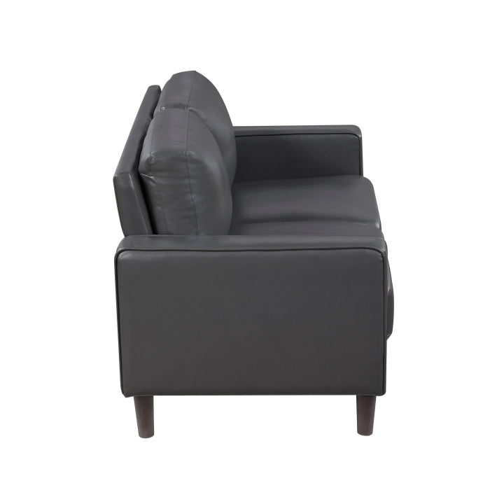 Homelegance 9203DGY-3 / 2 Malcolm Dark Grey Faux Leather Sofa Loveseat Set