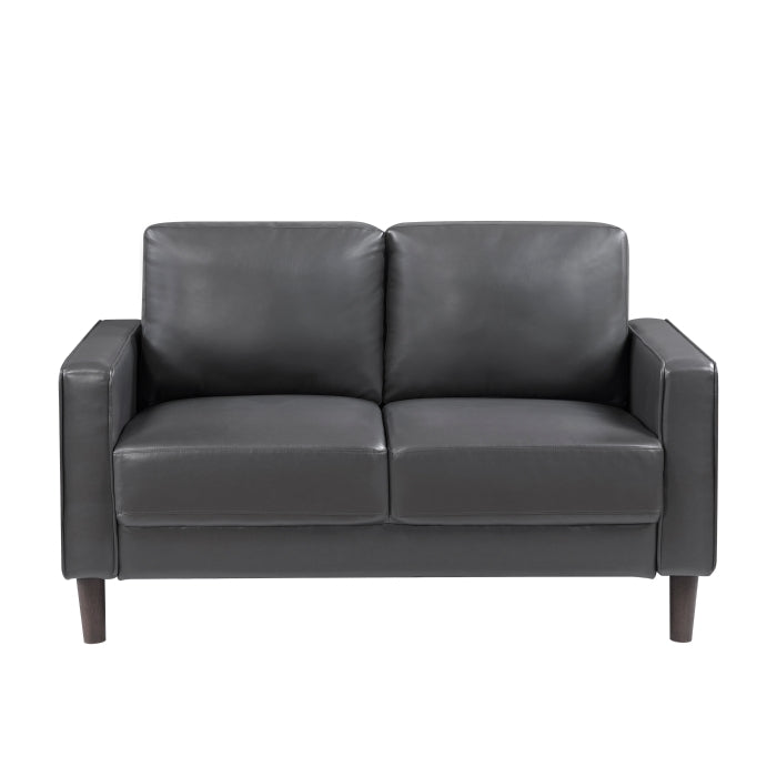 Homelegance 9203DGY-3 / 2 Malcolm Dark Grey Faux Leather Sofa Loveseat Set