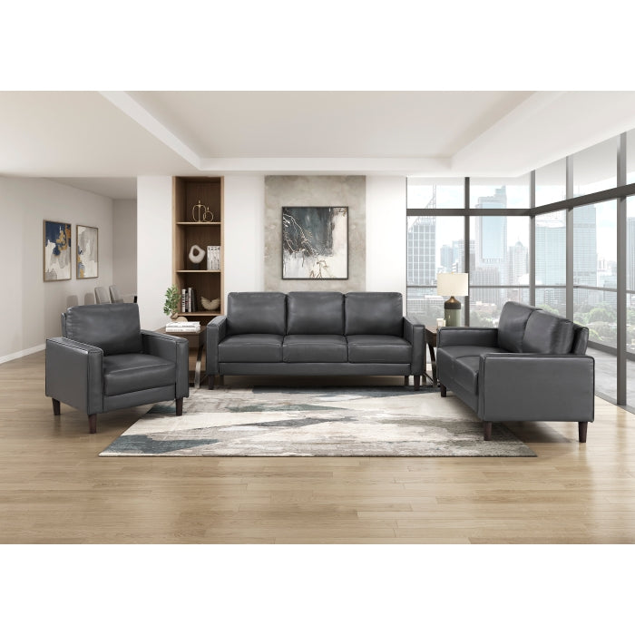 Homelegance 9203DGY-3 Malcolm Dark Grey Faux Leather Sofa