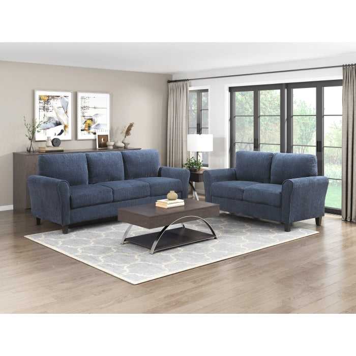 Homelegance 9209NFNV Ellery Blue Chenille Sofa Loveseat Set